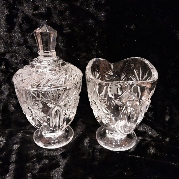 Vintage Sullivans Hand-Made 24% Pbo Cut Glass Pitcher/Creamer and sugar set - Picture 2 of 9